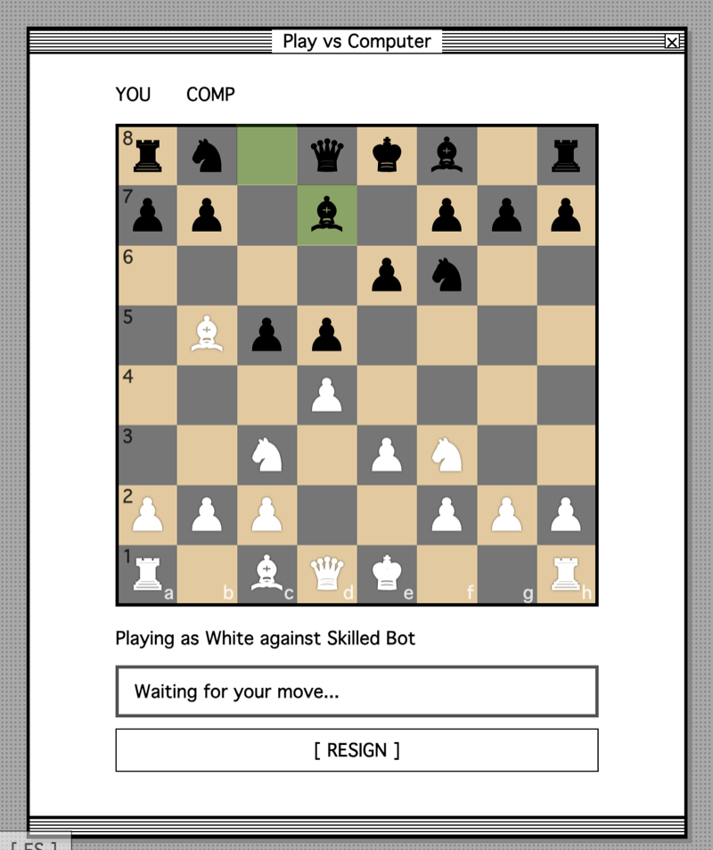 Playing a game in Chess App